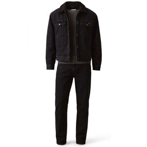 NEW CALVIN KLEIN 90s sherpa denim trucker jacket in blue black stone